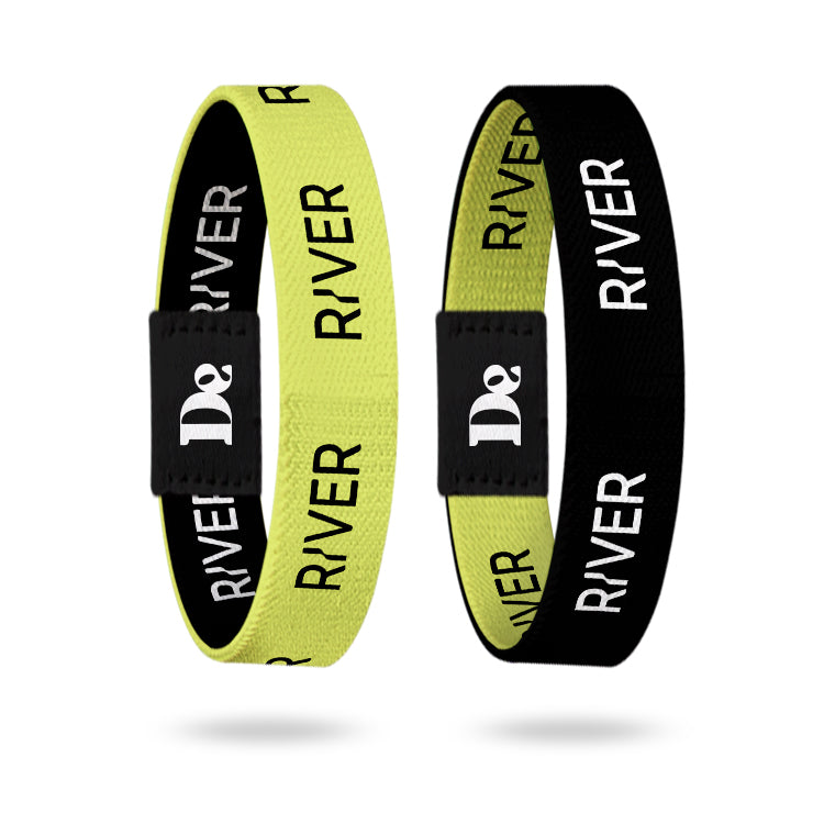 DeBands x River wristbands, lime and black